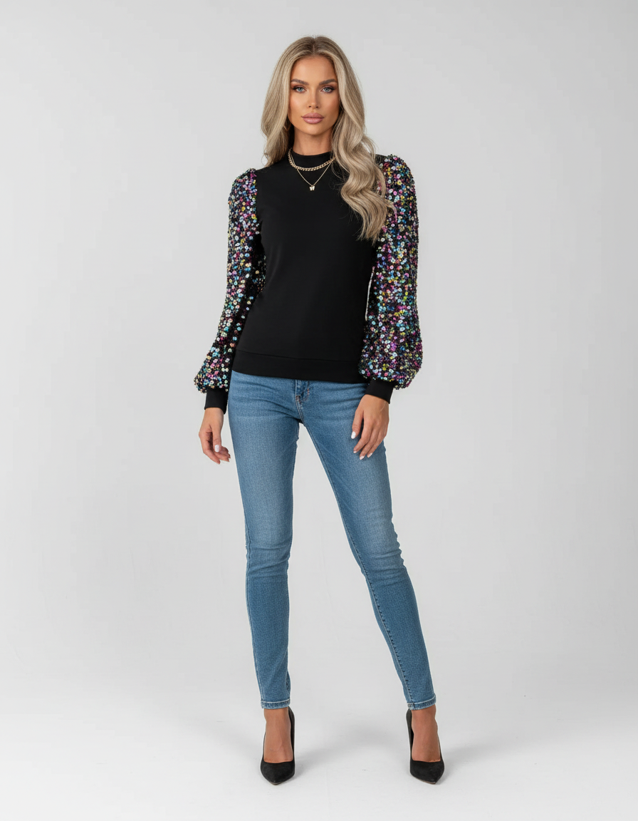 Sweater met Pailletten voor Dames – Glanzende Feestelijke Trui