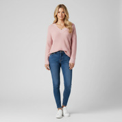 Gebreide V-Hals Trui voor Dames – Zachte Comfortabele Knit Sweater voor Winter en Herfst
