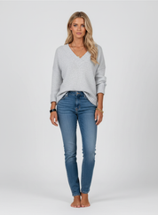 Gebreide V-Hals Trui voor Dames – Zachte Comfortabele Knit Sweater voor Winter en Herfst