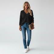 Gebreide V-Hals Trui voor Dames – Zachte Comfortabele Knit Sweater voor Winter en Herfst