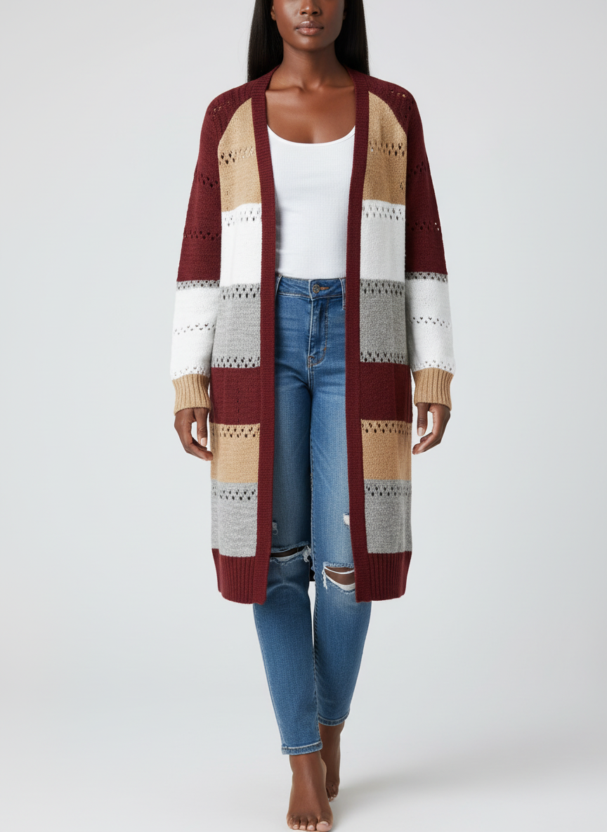 Open Knit Cardigan voor Dames – Luchtig Gebreid Vest met Comfortabele Oversized Pasvorm