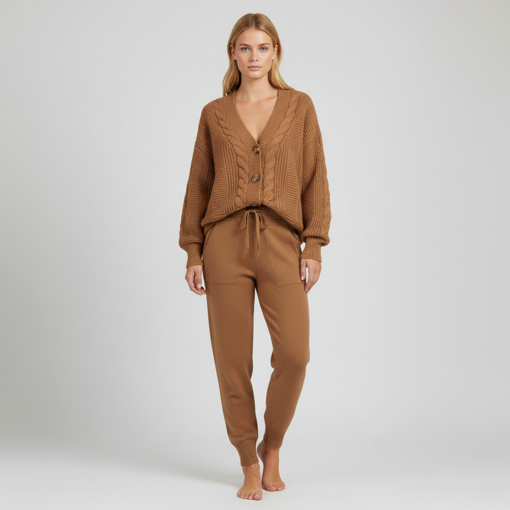 Gebreide Set voor Dames – Comfortabele Zachte Knit Two-Piece Outfit