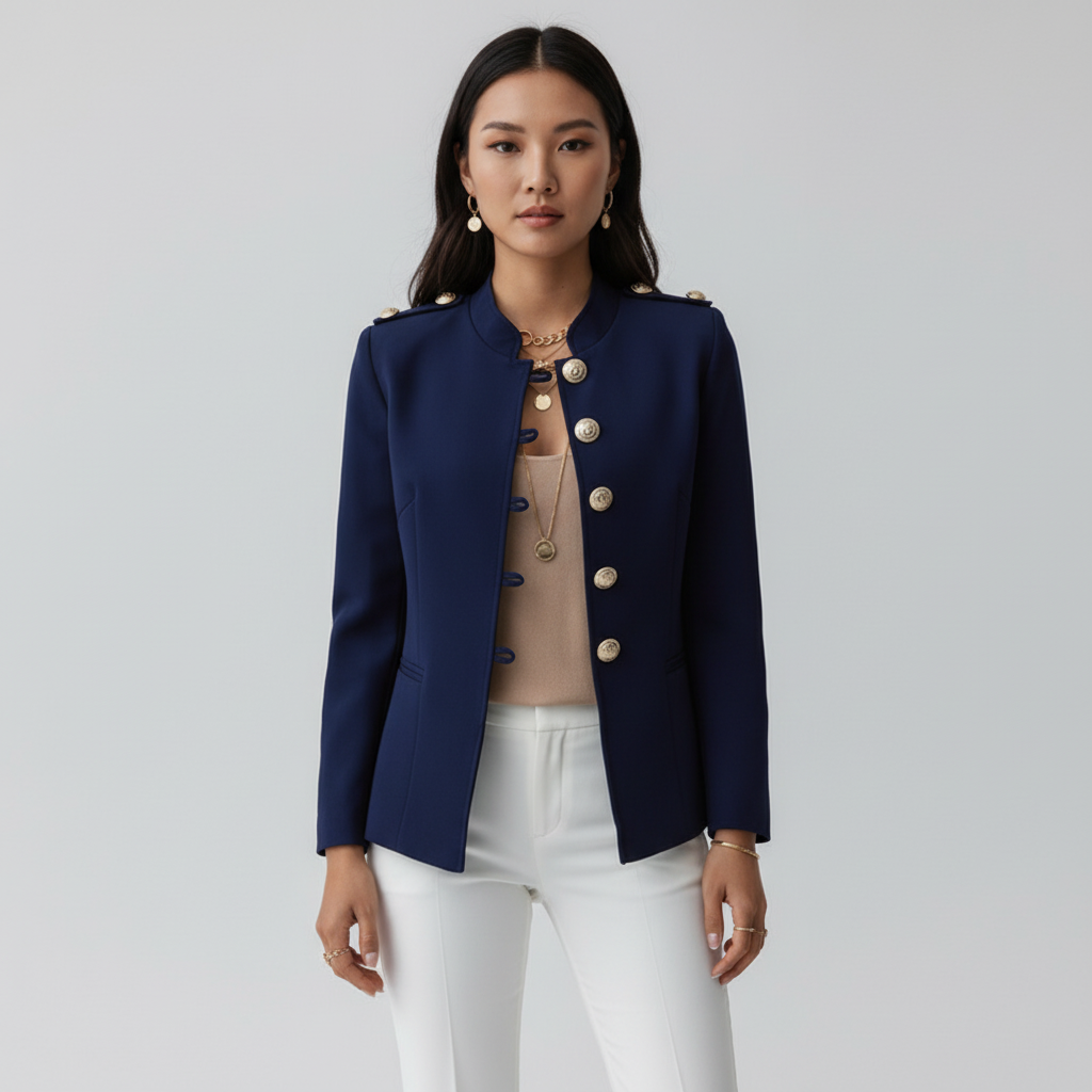 Militair Chic Blazer voor Dames – Stijlvolle Getailleerde Blazer