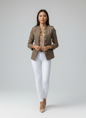 Militair Chic Blazer voor Dames – Stijlvolle Getailleerde Blazer
