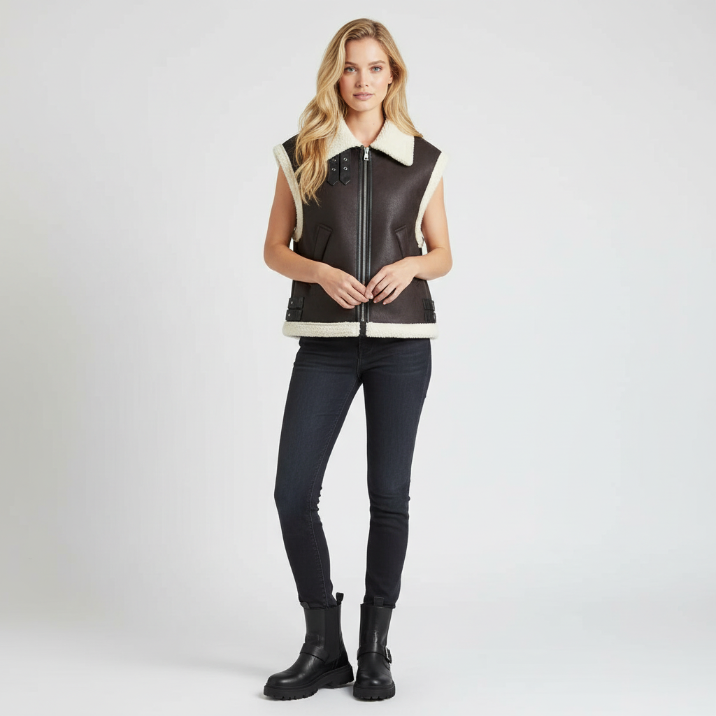Aviator Vest voor Dames – Luxe Faux-Fur Binnenkant