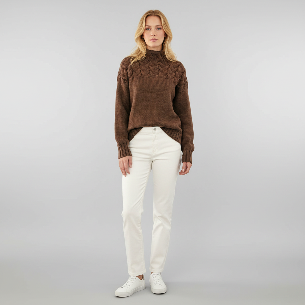 Kabeltrui voor Dames – Warme Klassieke Gebreide Trui met Tijdloze Kabelstructuur