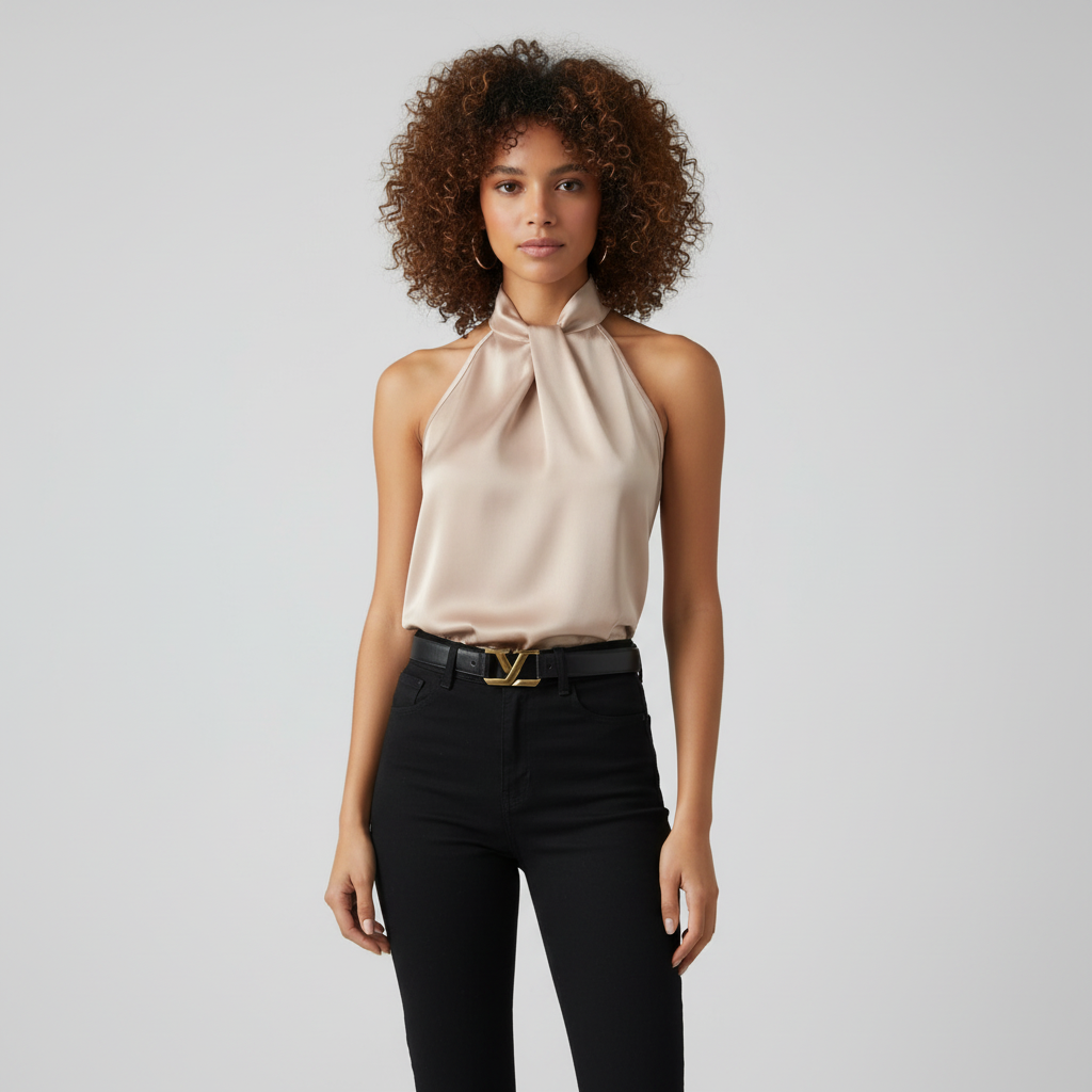 Elegante Feestelijke Dames Top met Satijnafwerking