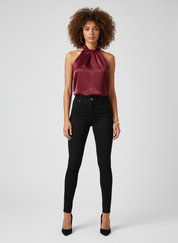 Elegante Feestelijke Dames Top met Satijnafwerking