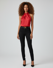 Elegante Feestelijke Dames Top met Satijnafwerking