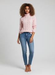 Gebreide Trui met Kabelpatroon voor Dames – Warme Comfortabele Knit Sweater