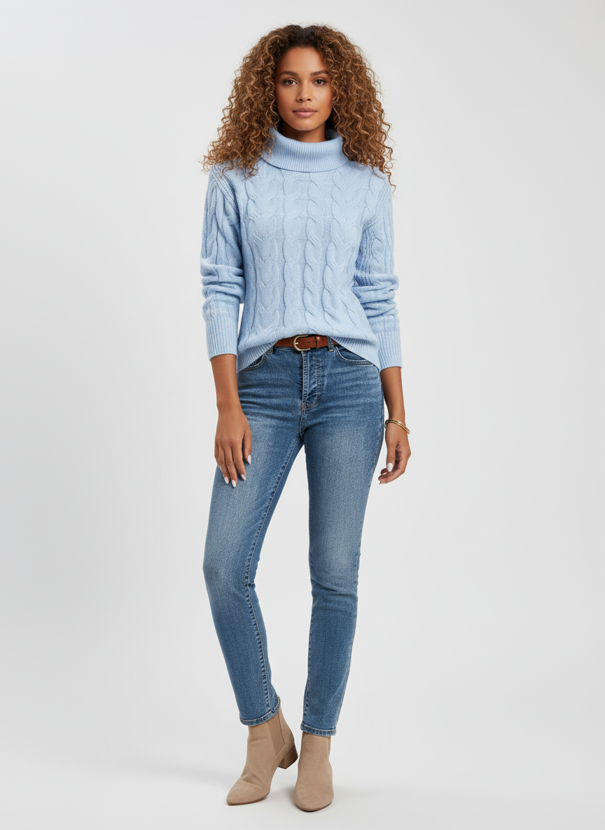 Gebreide Trui met Kabelpatroon voor Dames – Warme Comfortabele Knit Sweater