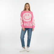 Gebreide Trui met Smiley voor Dames – Zachte Warme Knit Sweater met Smiley-Design