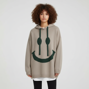Oversized Smiley Hoodie voor Dames – Comfortabele Zachte Hoodie met Vrolijk Printdesign