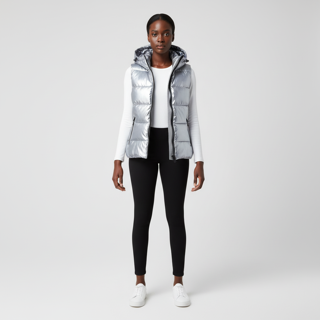 Gevoerde Shiny Bodywarmer voor Dames – Lichtgewicht Warm Gewatteerd Vest