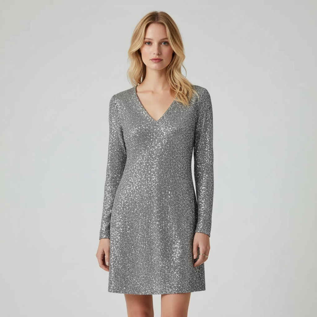 Pailletten Jurk voor Dames – Feestelijke Glanzende Avondjurk met Sprankelende Pailletten