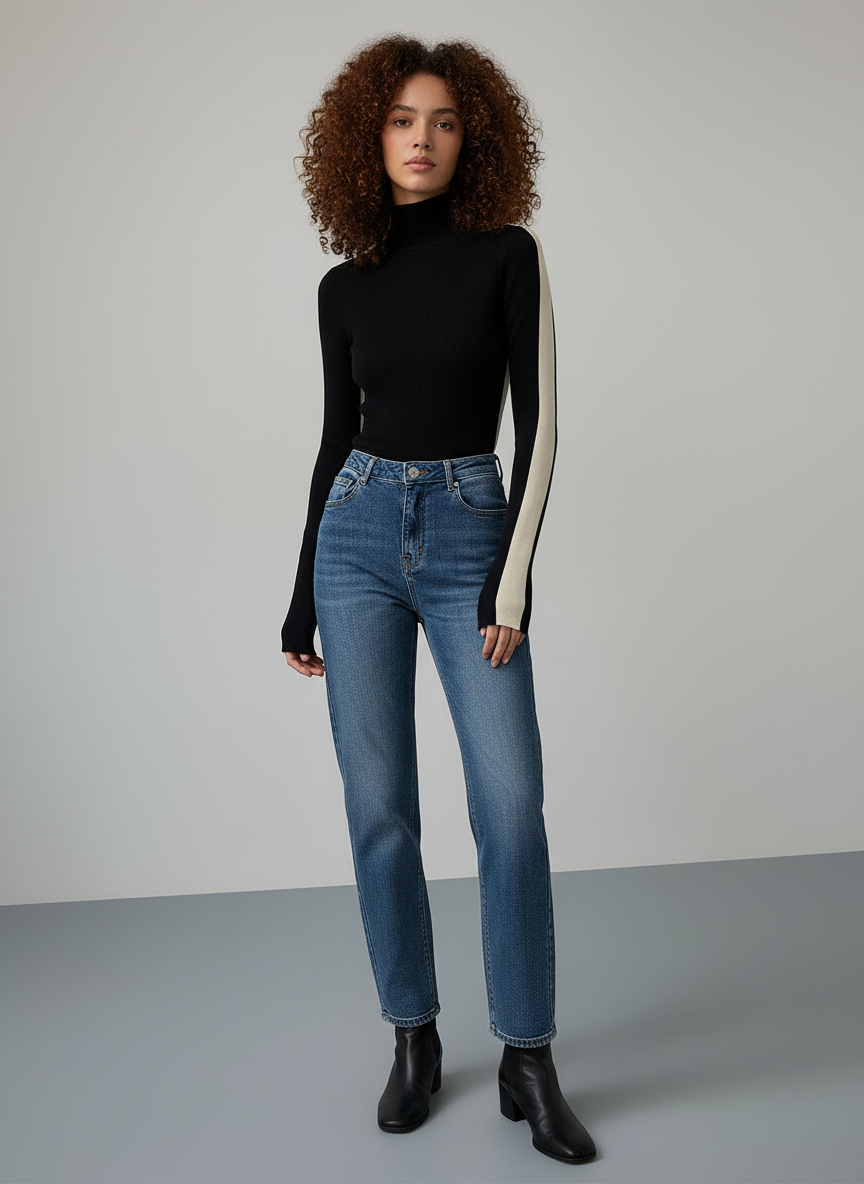 Contrast Top met voor Dames – Comfortabele Stijlvolle Knit Top met Sporty Details