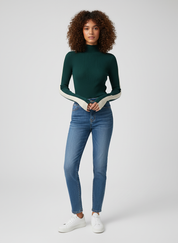 Contrast Top met voor Dames – Comfortabele Stijlvolle Knit Top met Sporty Details
