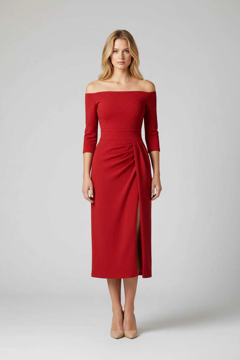 Elegante Glamourjurk Dames – Maxi-jurk met Split en Stijlvolle Plooien