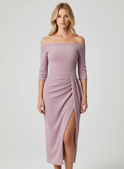 Elegante Glamourjurk Dames – Maxi-jurk met Split en Stijlvolle Plooien