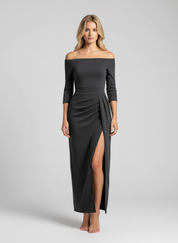 Elegante Glamourjurk Dames – Maxi-jurk met Split en Stijlvolle Plooien