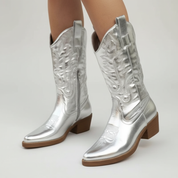 Dames Cowboylaarzen | Metallic Afwerking | Western Laarzen met Moderne Twist