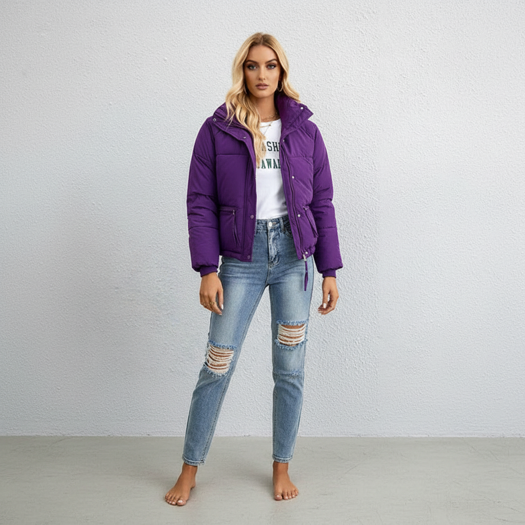 Elvira Gewatteerde Wintertjas – Warme Damesjas met Voering en Stijlvol Design