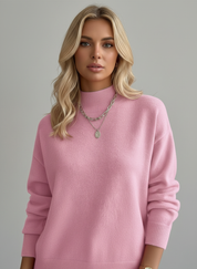 Gebreide Damestrui met Hoge Kraag – Zachte Warme Trui voor de Winter