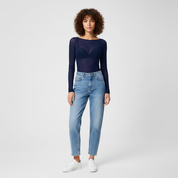 Glanzend Mesh Shirt Dames met Lange Mouwen