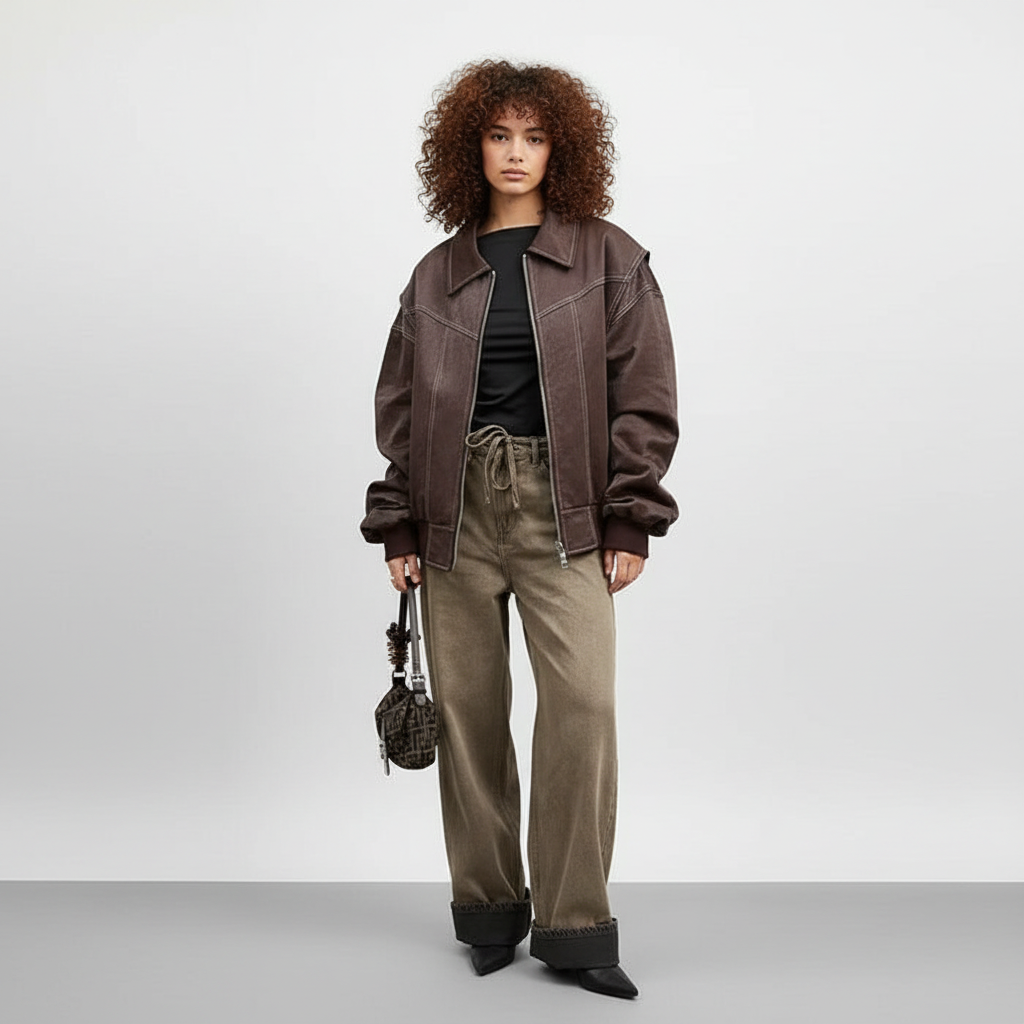 Vivien Leren Jas Dames | Oversized Leren Damesjas | Trendy Zacht Leer in Modieuze Kleuren