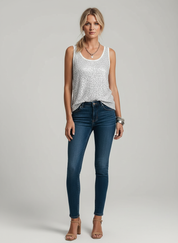 Yuna Top Dames | Glinsterend Mouwloos Topje | Feestelijke Luxe Dames Top