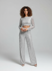 Luxe Pailletten Set voor Dames met Fringe Effect
