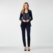 Dames Feestelijke Velvet Blazer met Satijnen Revers