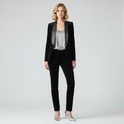 Dames Feestelijke Velvet Blazer met Satijnen Revers