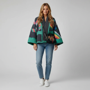 Dames Katoenmix Jas met Patchwork Design