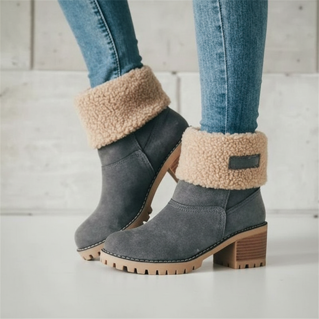 Faux Suede Enkellaarsjes met Faux Fur Voering