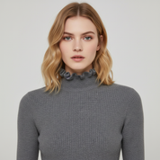 Dames Gebreide Longsleeve met Ruches Details