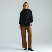 Zwarte Dames Trui met Elegante Boothals