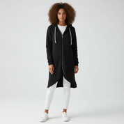 Lange Katoenmix Hoodiejas Dames met Asymmetrische Zoom