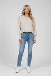 Gebreide Cropped Dames Top met Ballonmouwen
