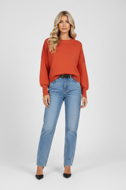 Gebreide Cropped Dames Top met Ballonmouwen