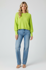Gebreide Cropped Dames Top met Ballonmouwen