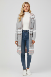 Gebreid Lang Damesvest met Capuchon