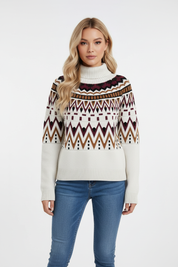 Dames Gebreide Pullover met Geometrisch Patroon