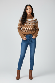 Dames Gebreide Pullover met Geometrisch Patroon