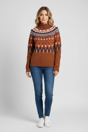 Dames Gebreide Pullover met Geometrisch Patroon