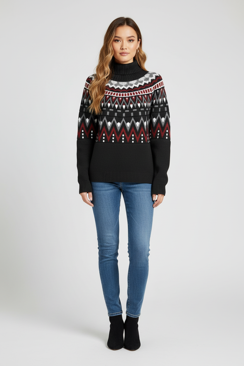 Dames Gebreide Pullover met Geometrisch Patroon