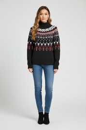 Dames Gebreide Pullover met Geometrisch Patroon