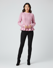 Gebreide Peplum Dames Trui met Kabeldetail