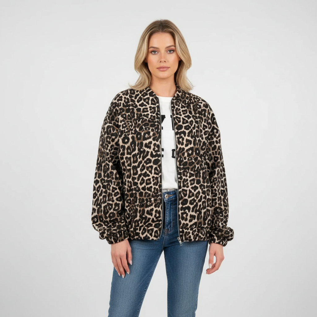 Leopard Bomberjack Dames – Modieuze Bomber Jas met Luipaardprint