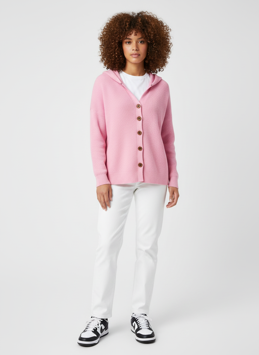 Teri Dames Cardigan – Zachte Katoenen Vest met Lange Mouwen en Capuchon